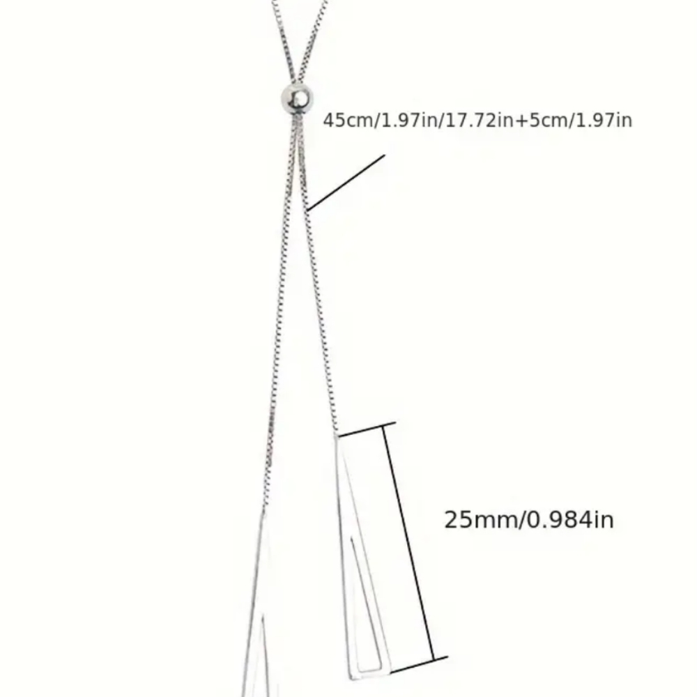 925 Sterling Silver Minimal Triangle Necklace Adjustable Necklace Minimalist - Picture 5 of 12